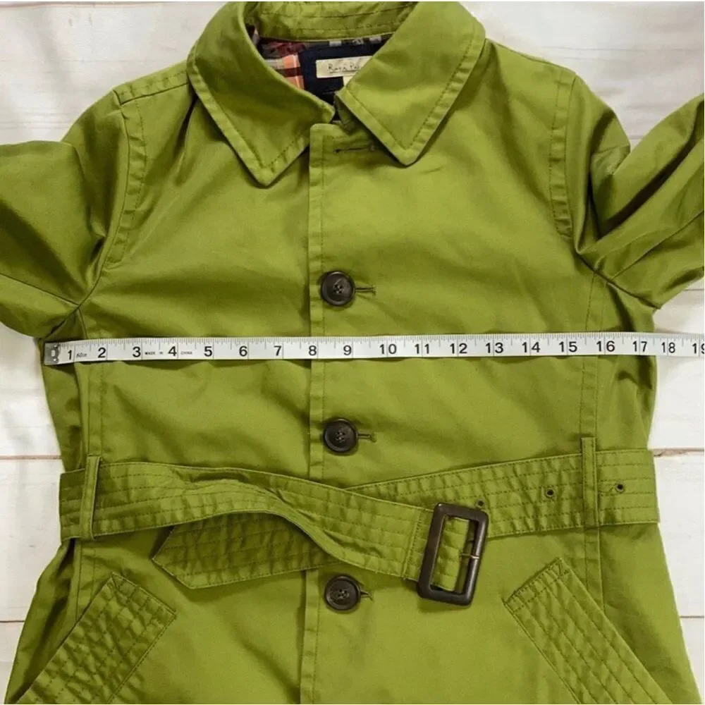 Ropé Picnic Green Belted Trench Coat Size 38/Small - Picture 6 of 10